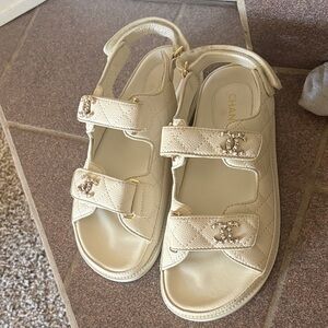 CHANEL Cream Sandals